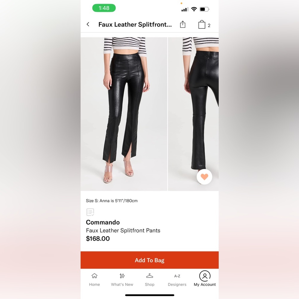 Commando split front leather pants